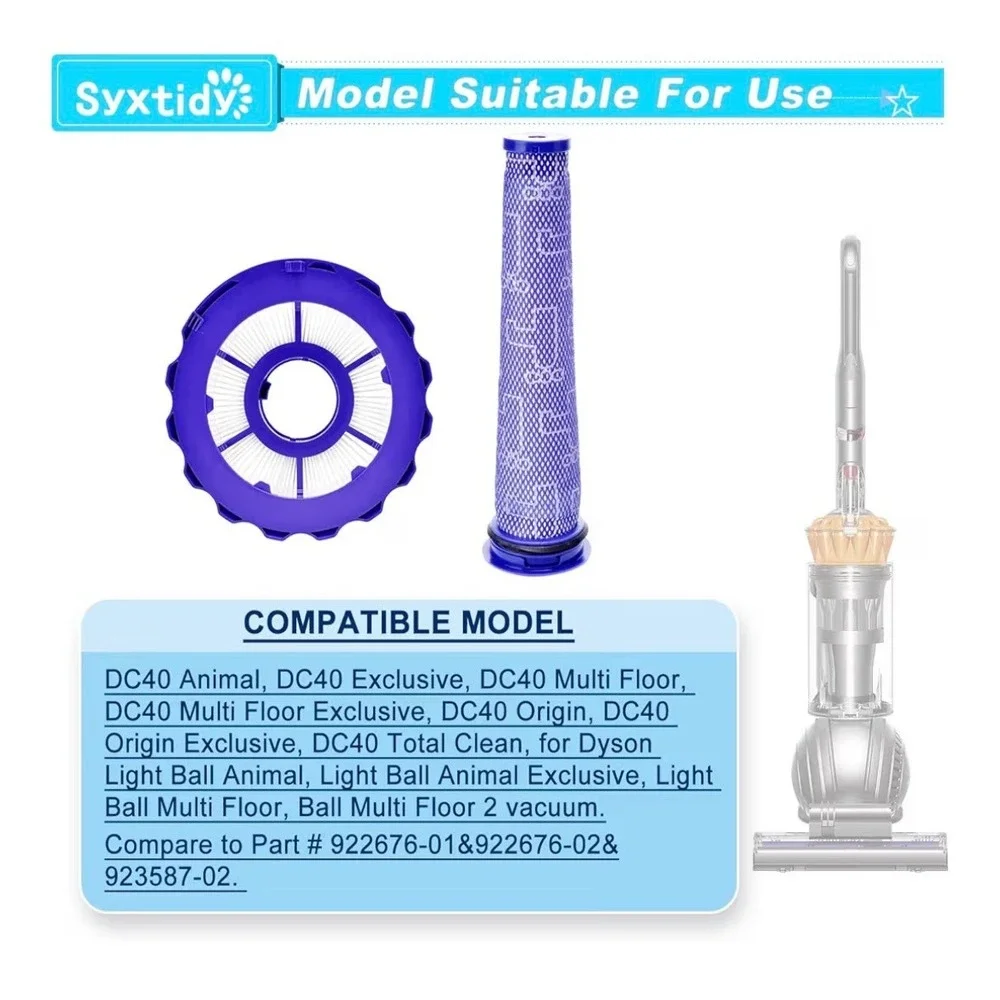 2 Washable Pre Motor‎ & 2 HEPA Post Motor Filter For Dyson DC40 Vacuum Cleaner